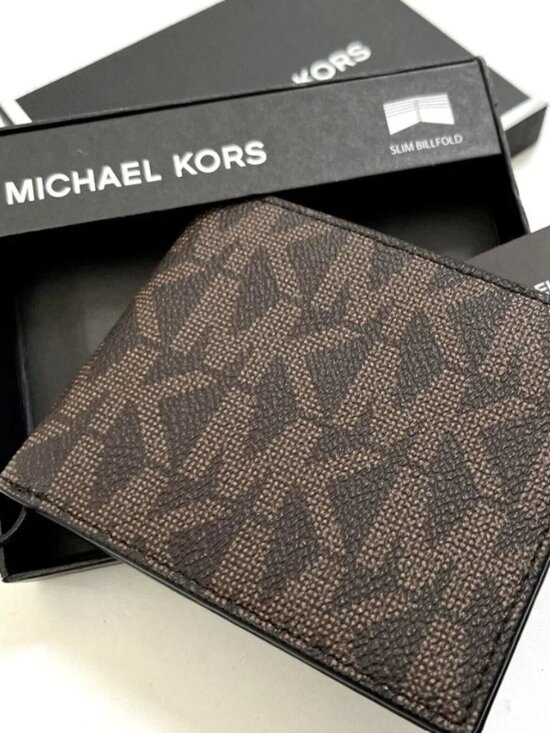 Michael Kors Other - NWT Michael Kors Slim Billfold Wallet Brown MK Logo Print Gift Boxed Men's